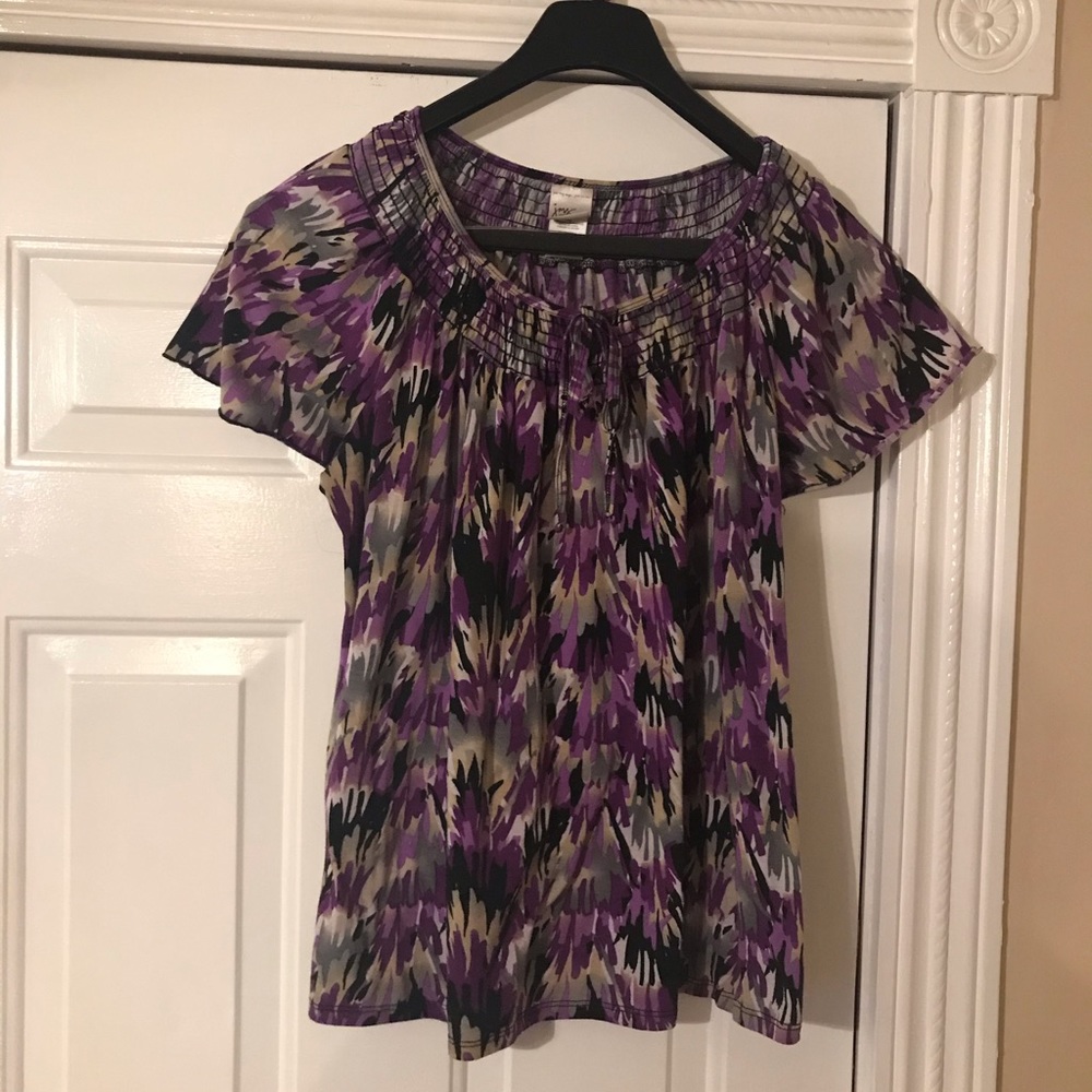 Purple and beige blouse